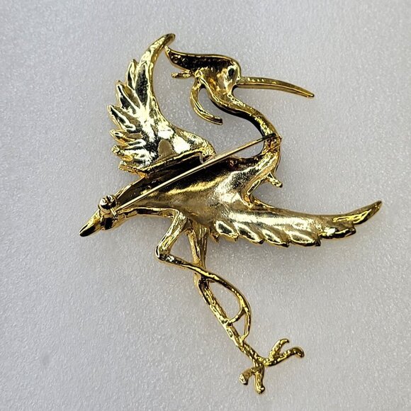 Large Stork Statement Brooch Phoenix Bird Large Bird Statement Brooch Pin - Picture 5 of 13